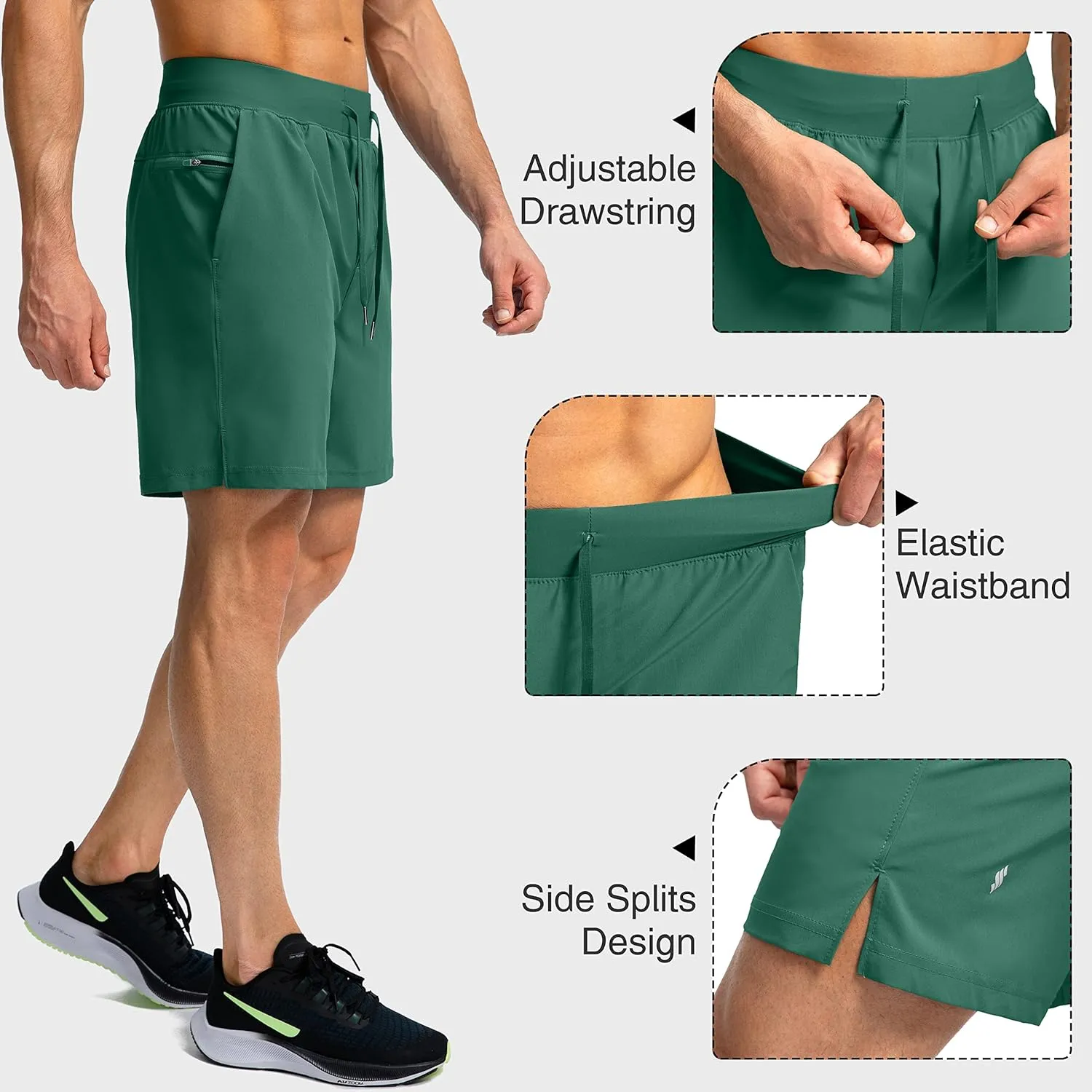 Men's Running Shorts with Zipper Pockets 7"/ 5" / 9" Lightweight Quick Dry Basketball Gym Workout Athletic Shorts for Men