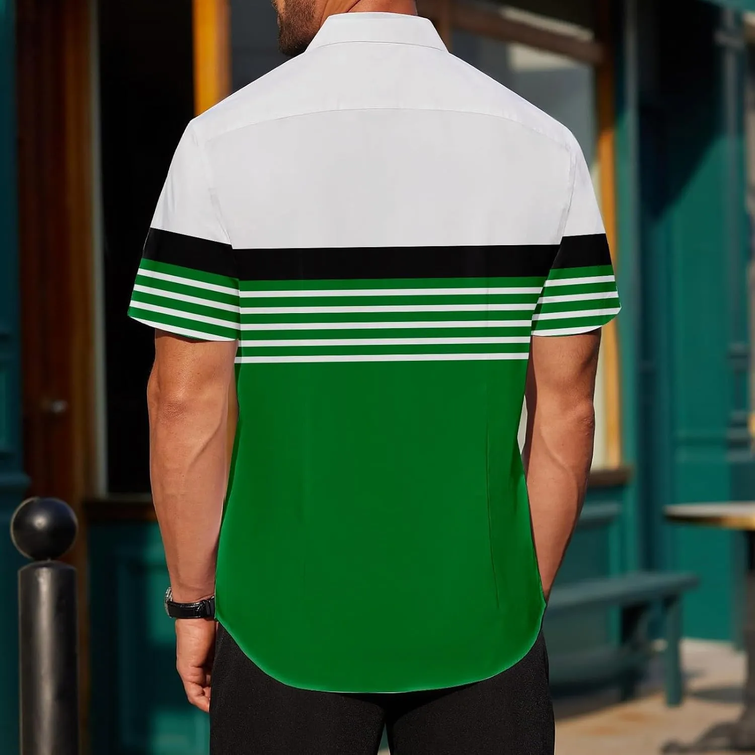 Mens Shirts Tropical Graphic Short Sleeve Shirt Summer Coconut Tree T-Shirts Button Down Stand Collar Workout Tops