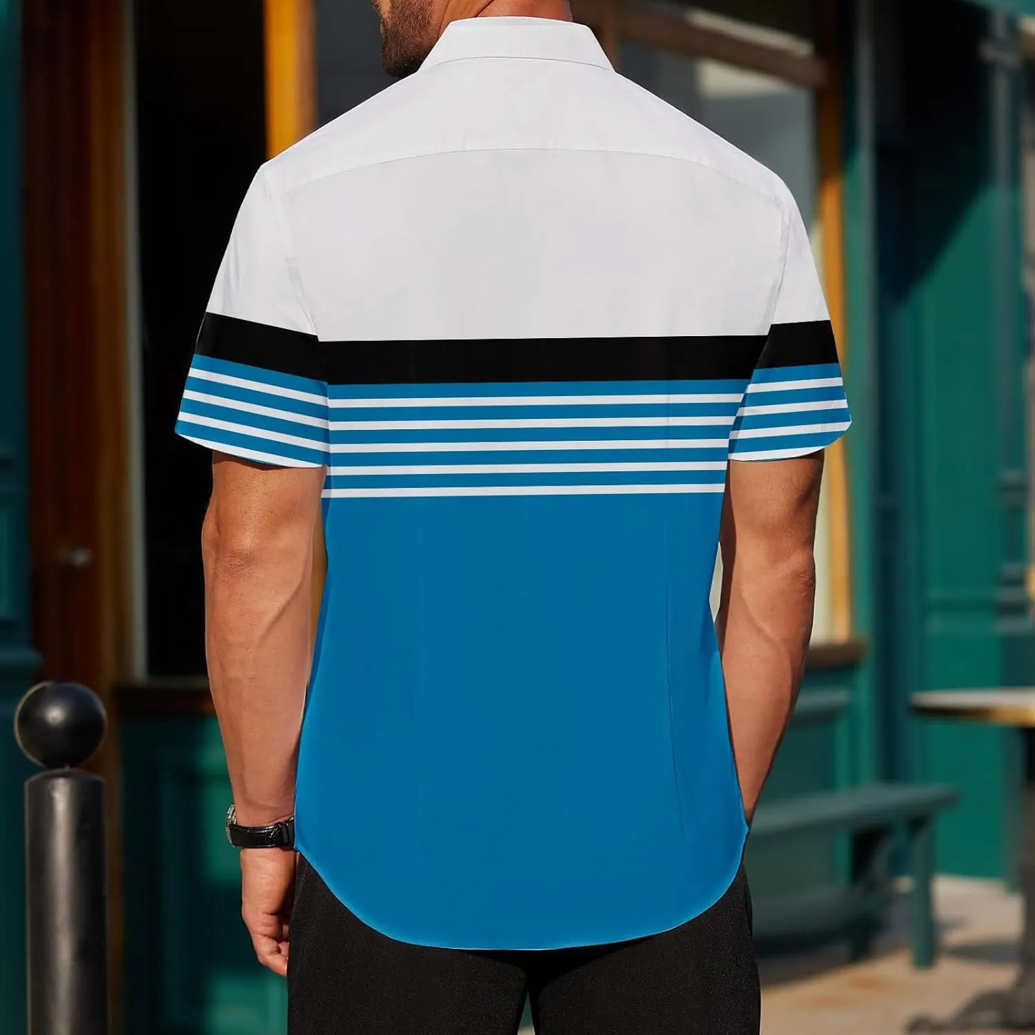 Mens Shirts Tropical Graphic Short Sleeve Shirt Summer Coconut Tree T-Shirts Button Down Stand Collar Workout Tops