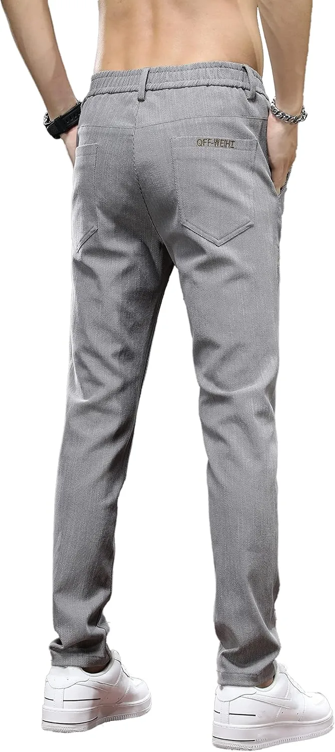 Men's Slim Fit Casual Pants Cotton Wrinkle-Resistant Black Pants