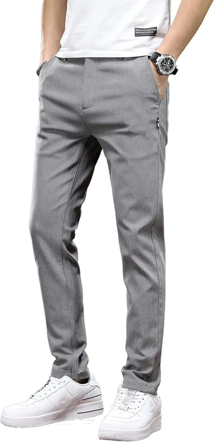 Men's Slim Fit Casual Pants Cotton Wrinkle-Resistant Black Pants