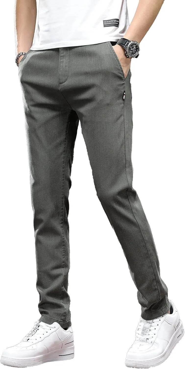 Men's Slim Fit Casual Pants Cotton Wrinkle-Resistant Black Pants