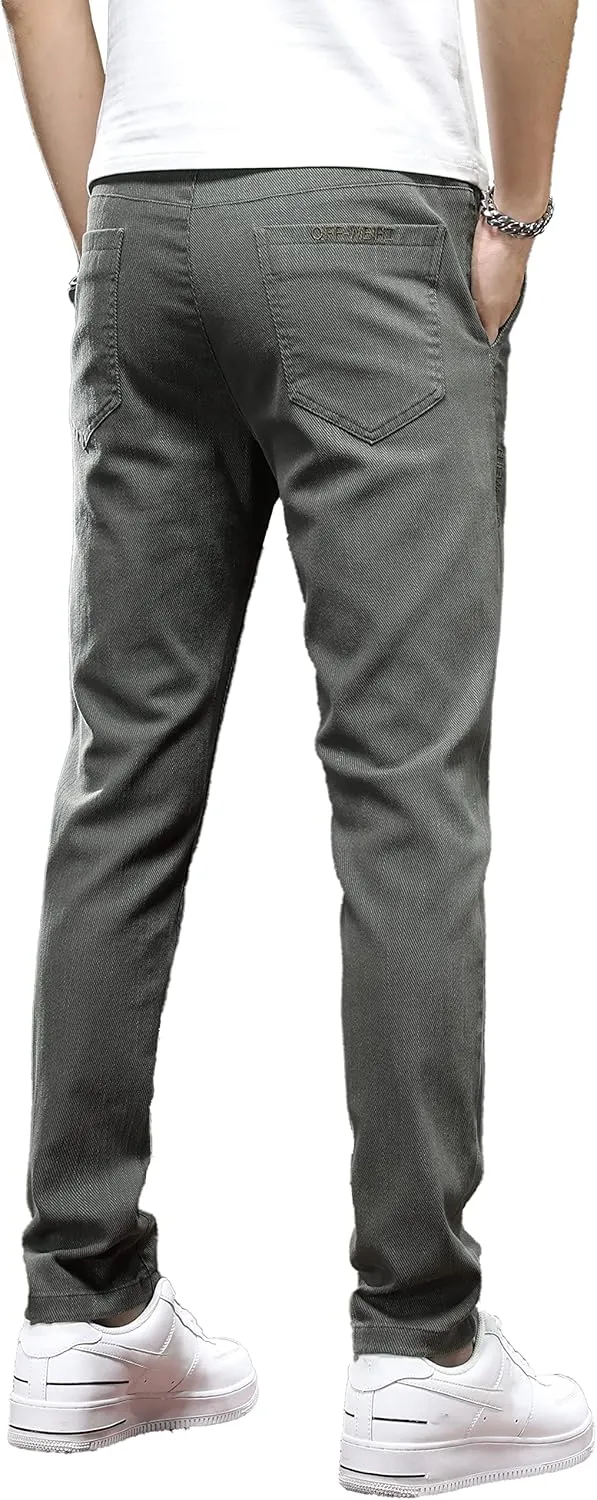 Men's Slim Fit Casual Pants Cotton Wrinkle-Resistant Black Pants