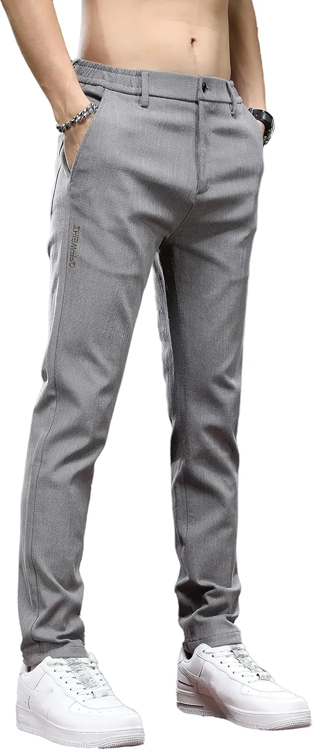 Men's Slim Fit Casual Pants Cotton Wrinkle-Resistant Black Pants