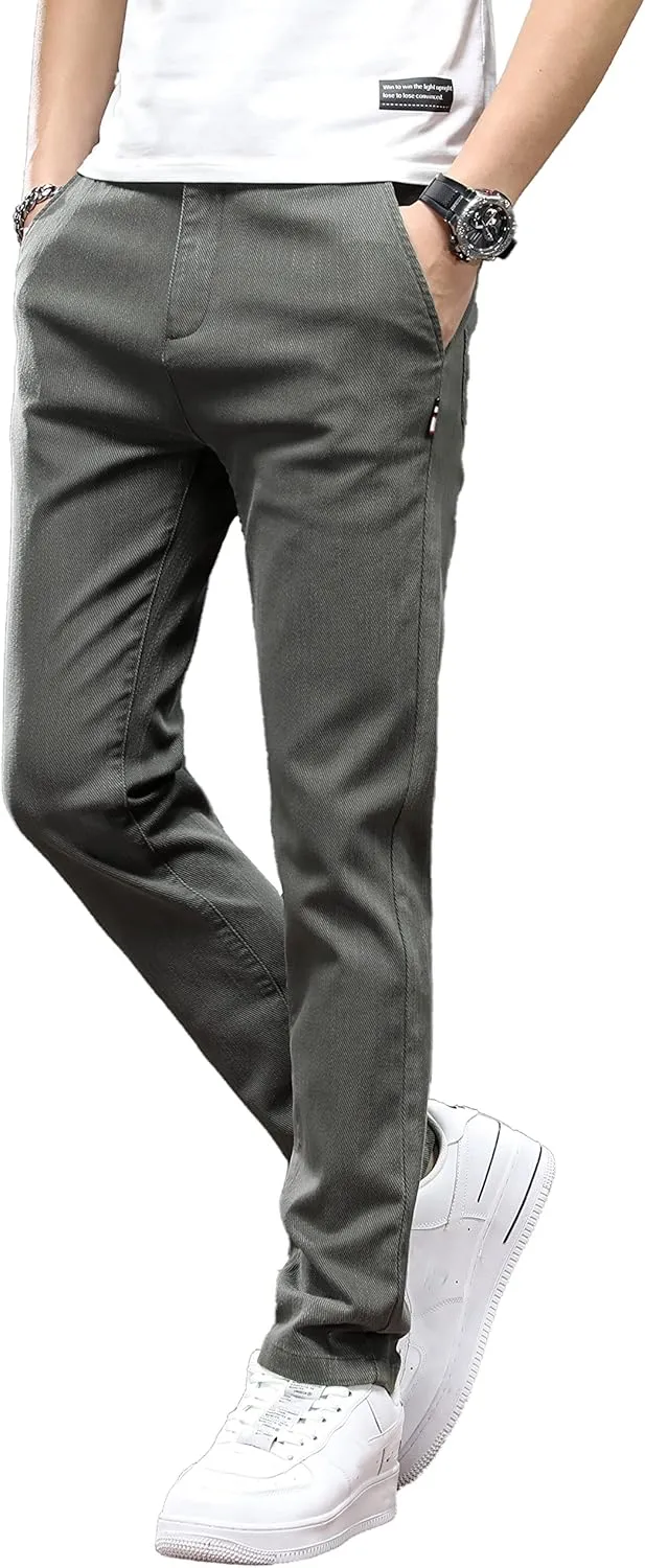Men's Slim Fit Casual Pants Cotton Wrinkle-Resistant Black Pants