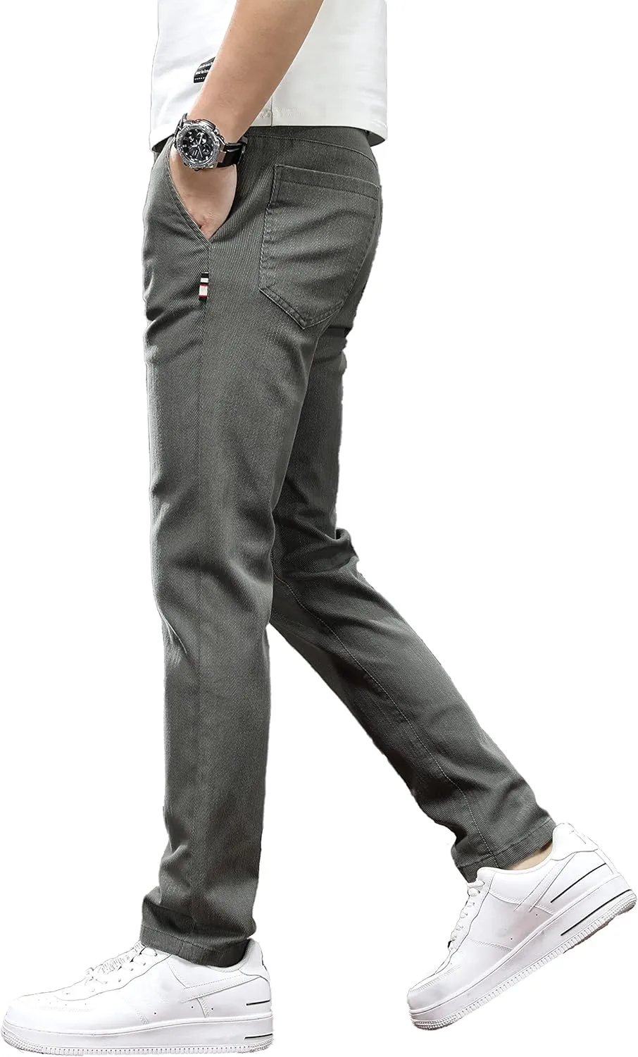 Men's Slim Fit Casual Pants Cotton Wrinkle-Resistant Black Pants