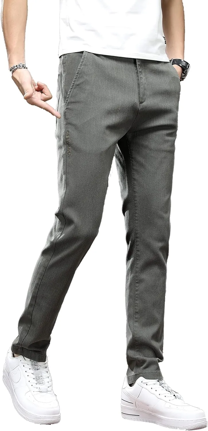 Men's Slim Fit Casual Pants Cotton Wrinkle-Resistant Black Pants