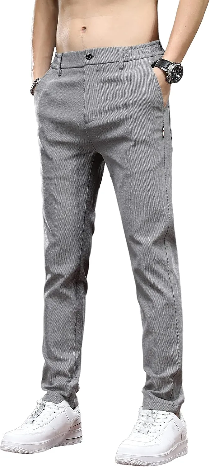 Men's Slim Fit Casual Pants Cotton Wrinkle-Resistant Black Pants