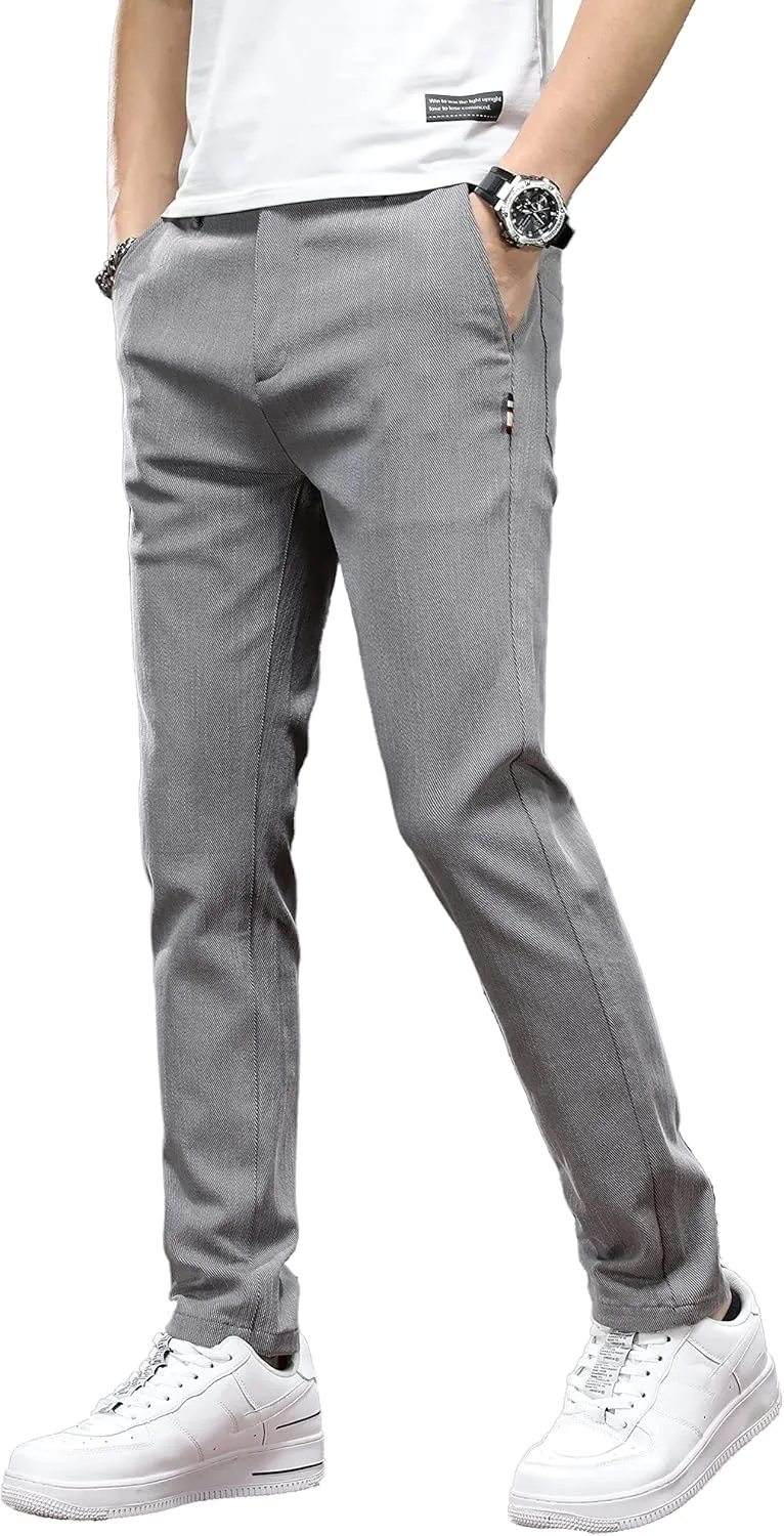 Men's Slim Fit Casual Pants Cotton Wrinkle-Resistant Black Pants