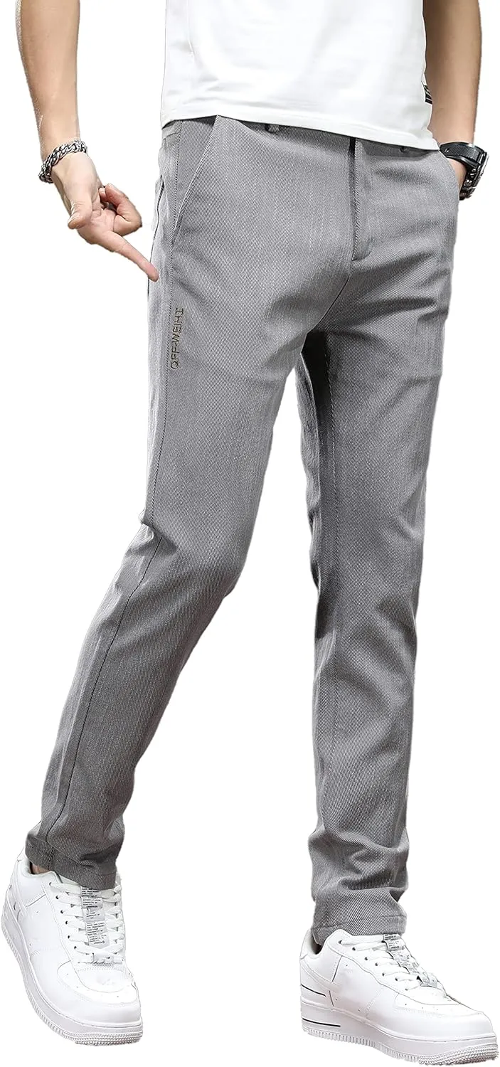 Men's Slim Fit Casual Pants Cotton Wrinkle-Resistant Black Pants