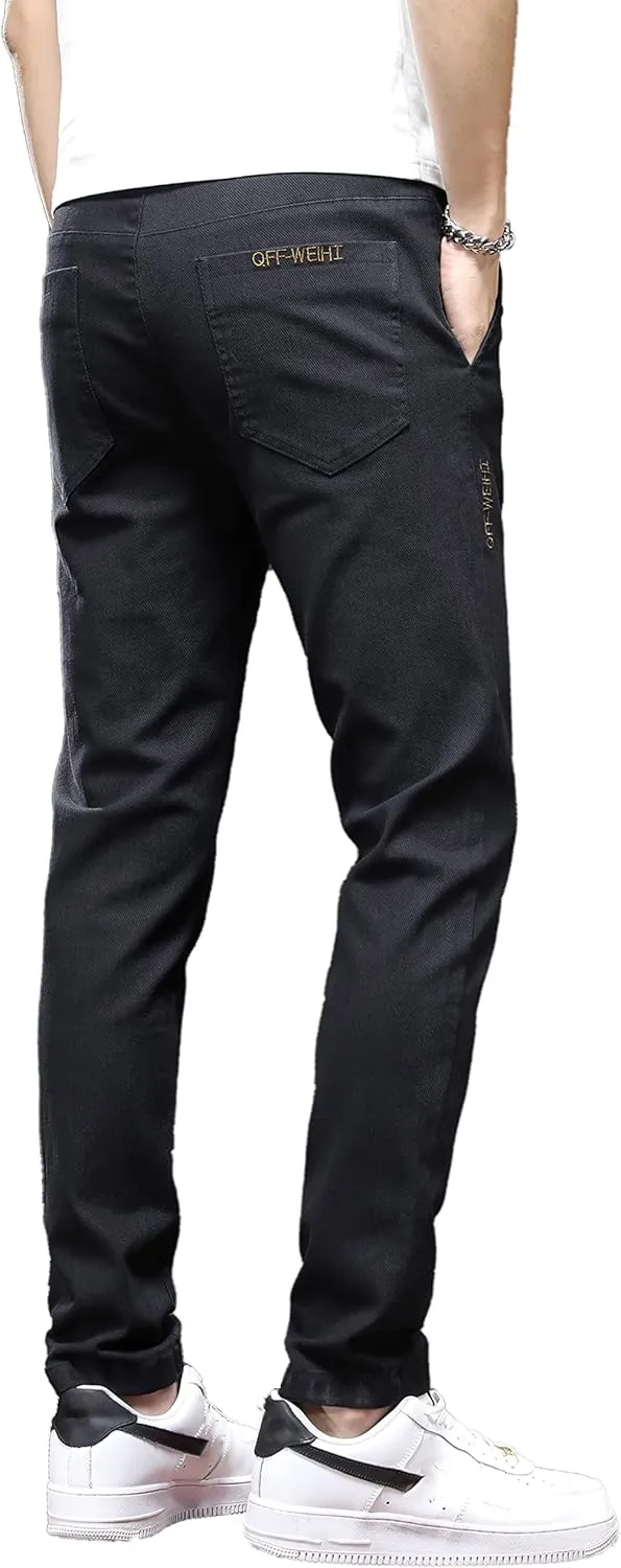 Men's Slim Fit Casual Pants Cotton Wrinkle-Resistant Black Pants