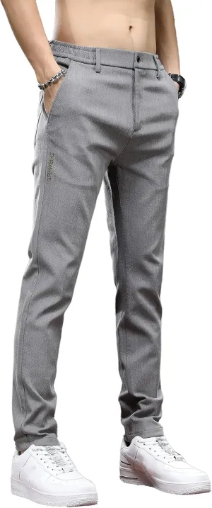 Men's Slim Fit Casual Pants Cotton Wrinkle-Resistant Black Pants