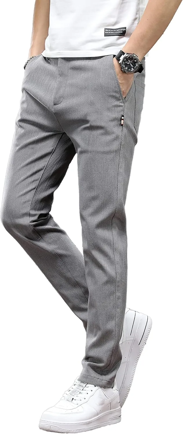 Men's Slim Fit Casual Pants Cotton Wrinkle-Resistant Black Pants