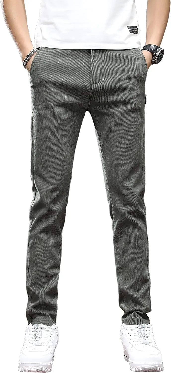 Men's Slim Fit Casual Pants Cotton Wrinkle-Resistant Black Pants
