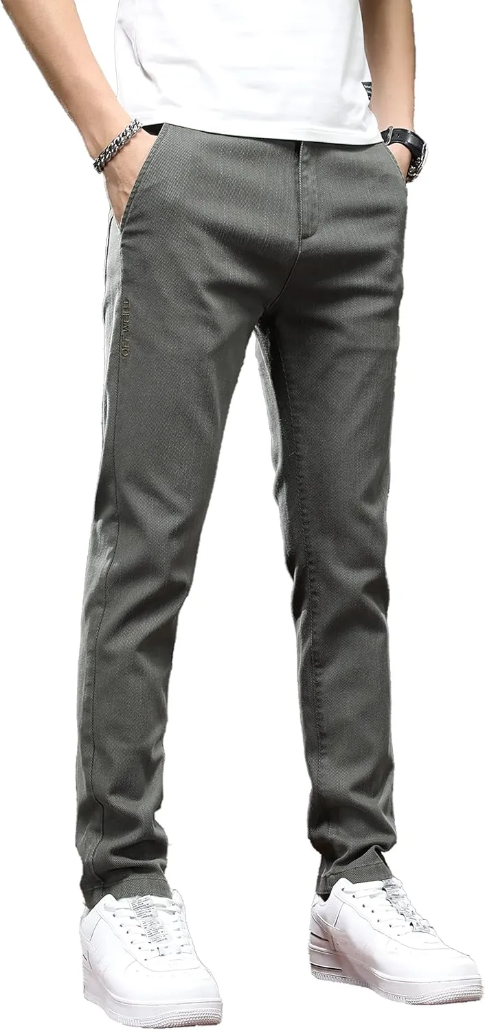 Men's Slim Fit Casual Pants Cotton Wrinkle-Resistant Black Pants