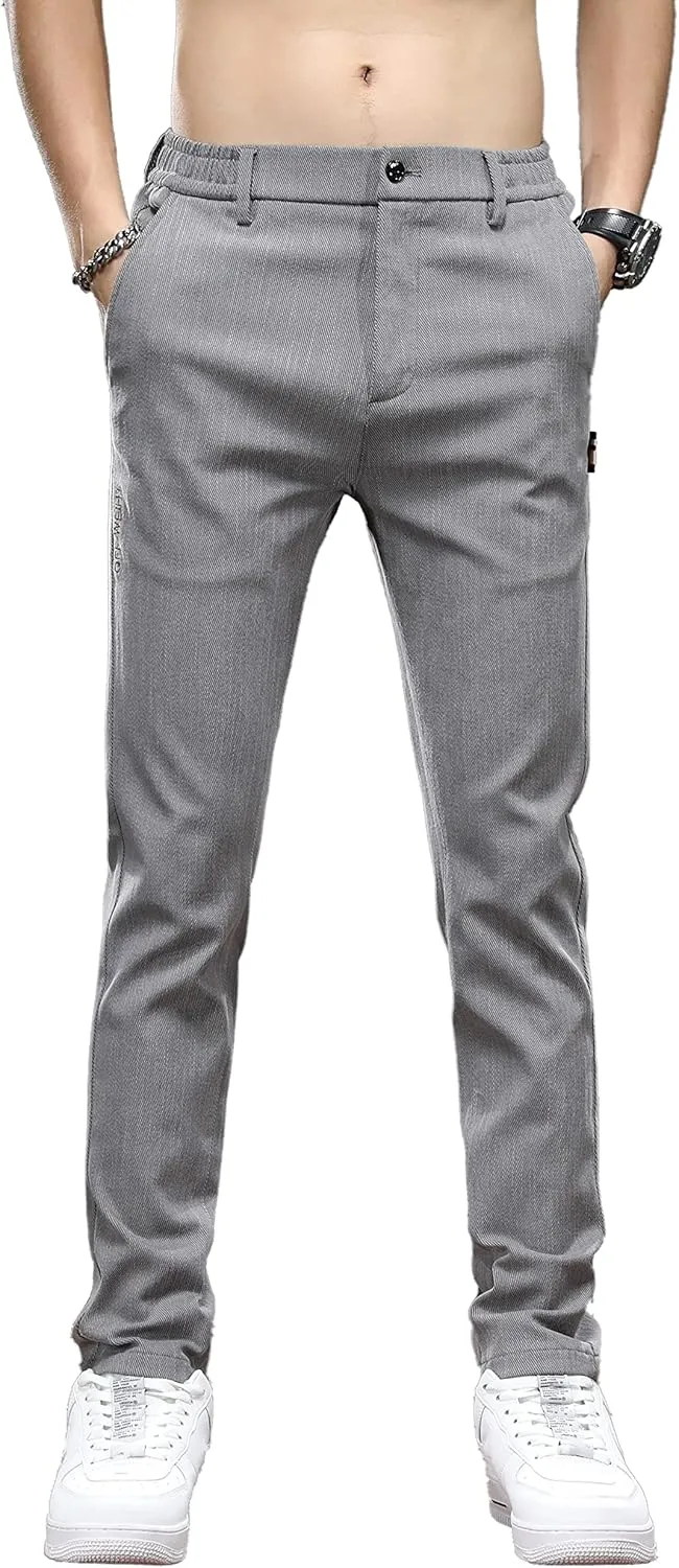 Men's Slim Fit Casual Pants Cotton Wrinkle-Resistant Black Pants