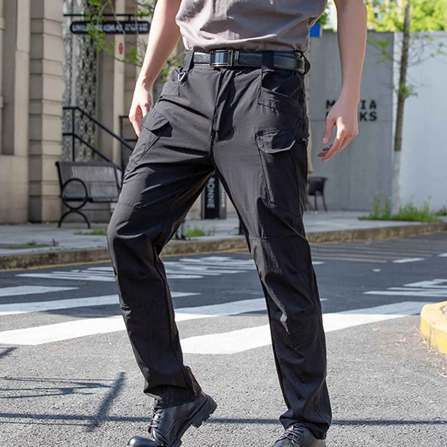 Mens Sweatpants with Pockets Classic Fit Cotton Multi Pockets Cargo Pants Loose Fit Athletic Pant Outdoor Fashion