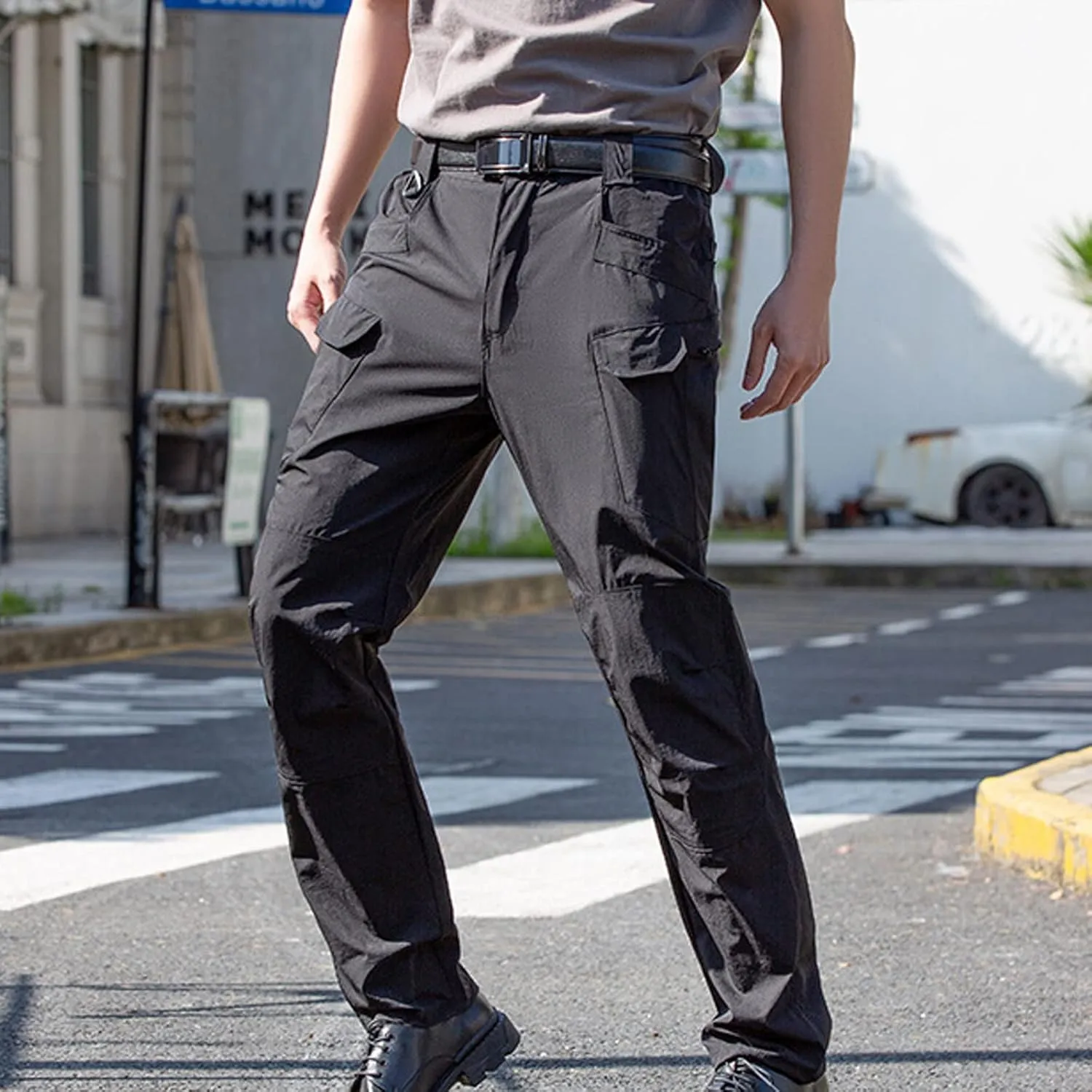 Mens Sweatpants with Pockets Classic Fit Cotton Multi Pockets Cargo Pants Loose Fit Athletic Pant Outdoor Fashion