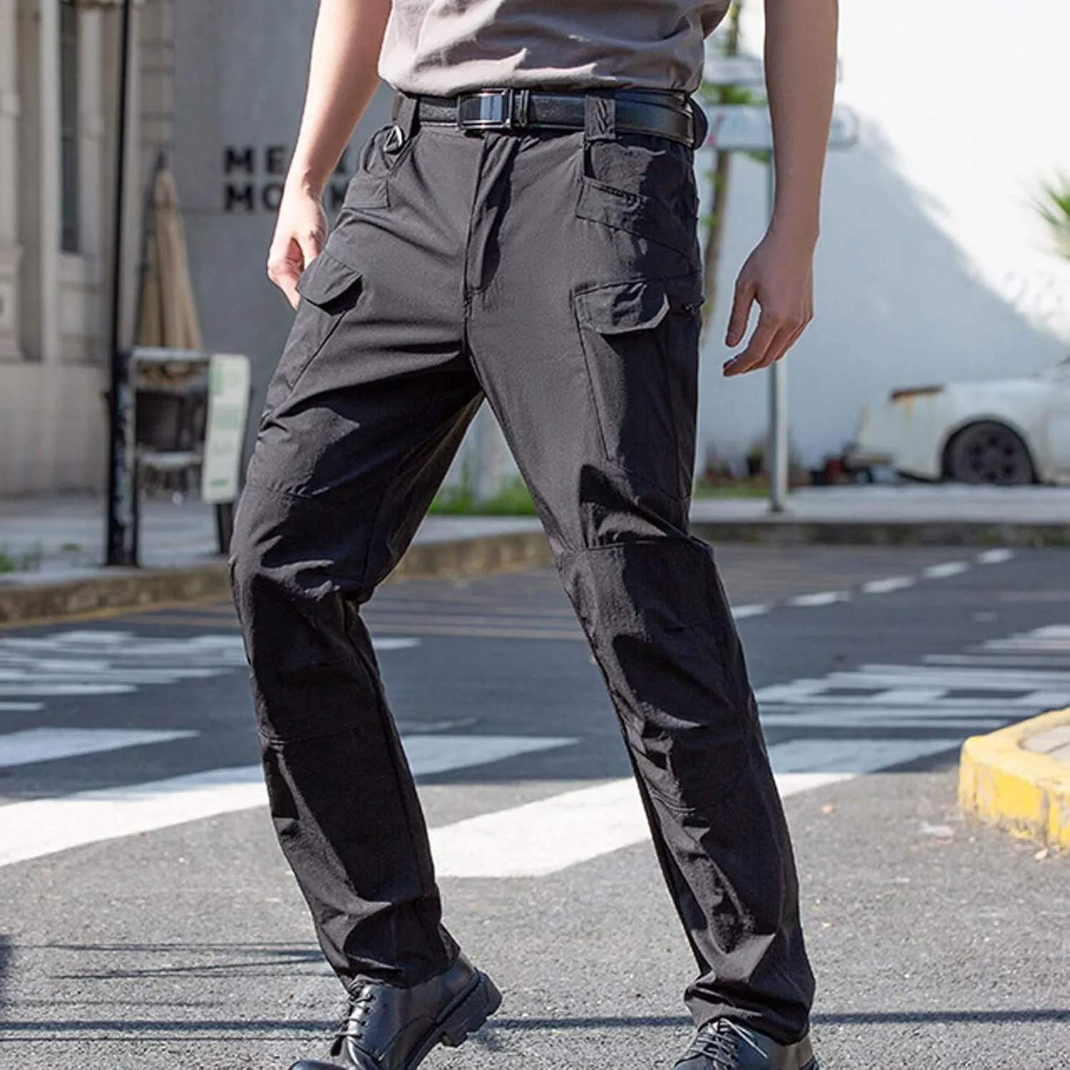 Mens Sweatpants with Pockets Classic Fit Cotton Multi Pockets Cargo Pants Loose Fit Athletic Pant Outdoor Fashion