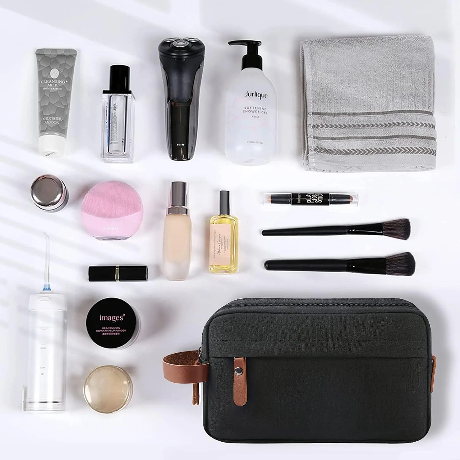 Mens Toiletry Bag, Bathroom Bag, Oxford Cloth Toiletry Bag for Men, Portable Travel Shaving Dopp Kit,Water-Resistant Cosmetic Bag Travel Organizer Storage for Accessories, Black