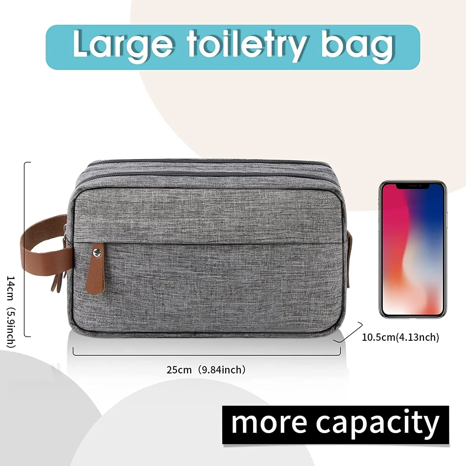 Mens Toiletry Bag, Bathroom Bag, Oxford Cloth Toiletry Bag for Men, Portable Travel Shaving Dopp Kit,Water-Resistant Cosmetic Bag Travel Organizer Storage for Accessories, Black