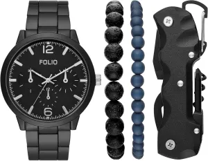 Men's -Tone Watch, Bracelet and Accessories Gift Set