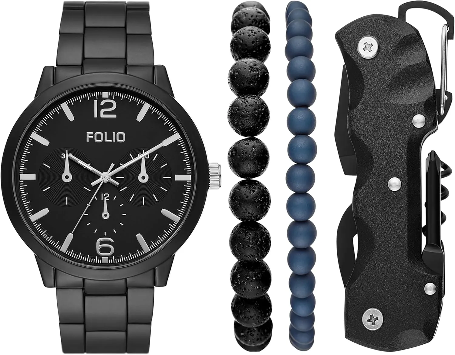 Men's -Tone Watch, Bracelet and Accessories Gift Set