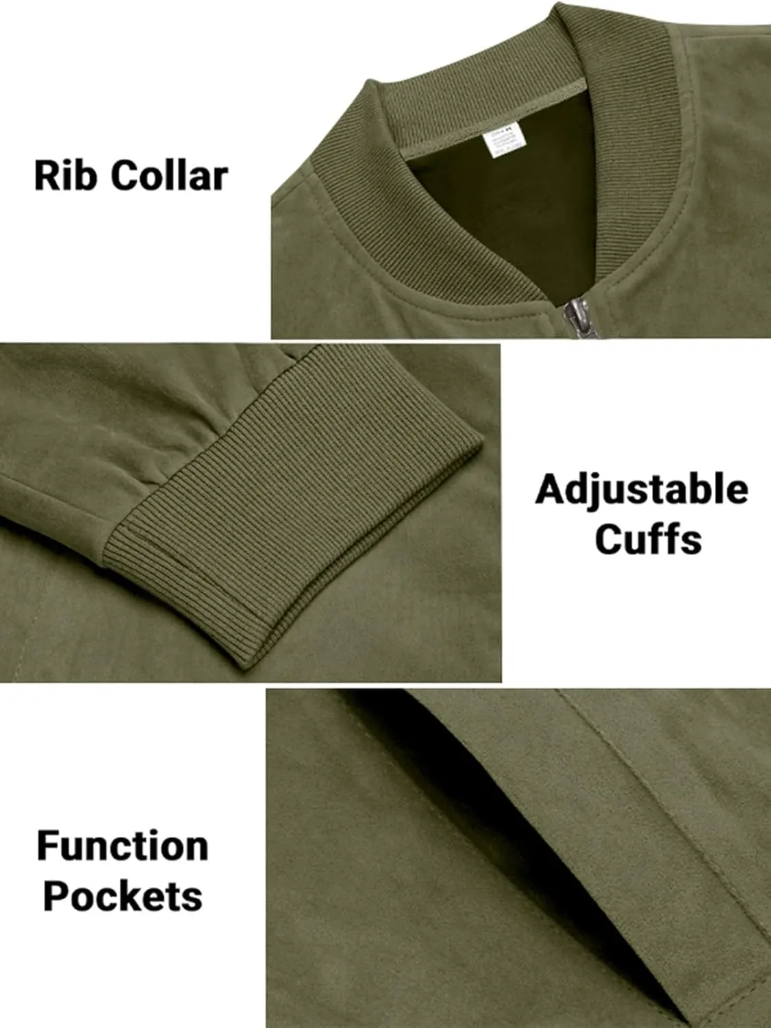 Men's Vintage Lightweight Suede Aviator Jacket Casual Stylish Fall Jackets Full Zip Knit Jackets