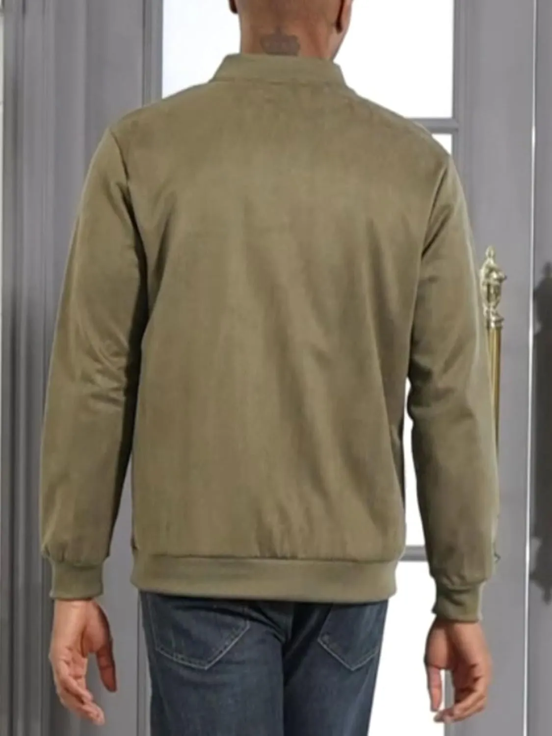 Men's Vintage Lightweight Suede Aviator Jacket Casual Stylish Fall Jackets Full Zip Knit Jackets
