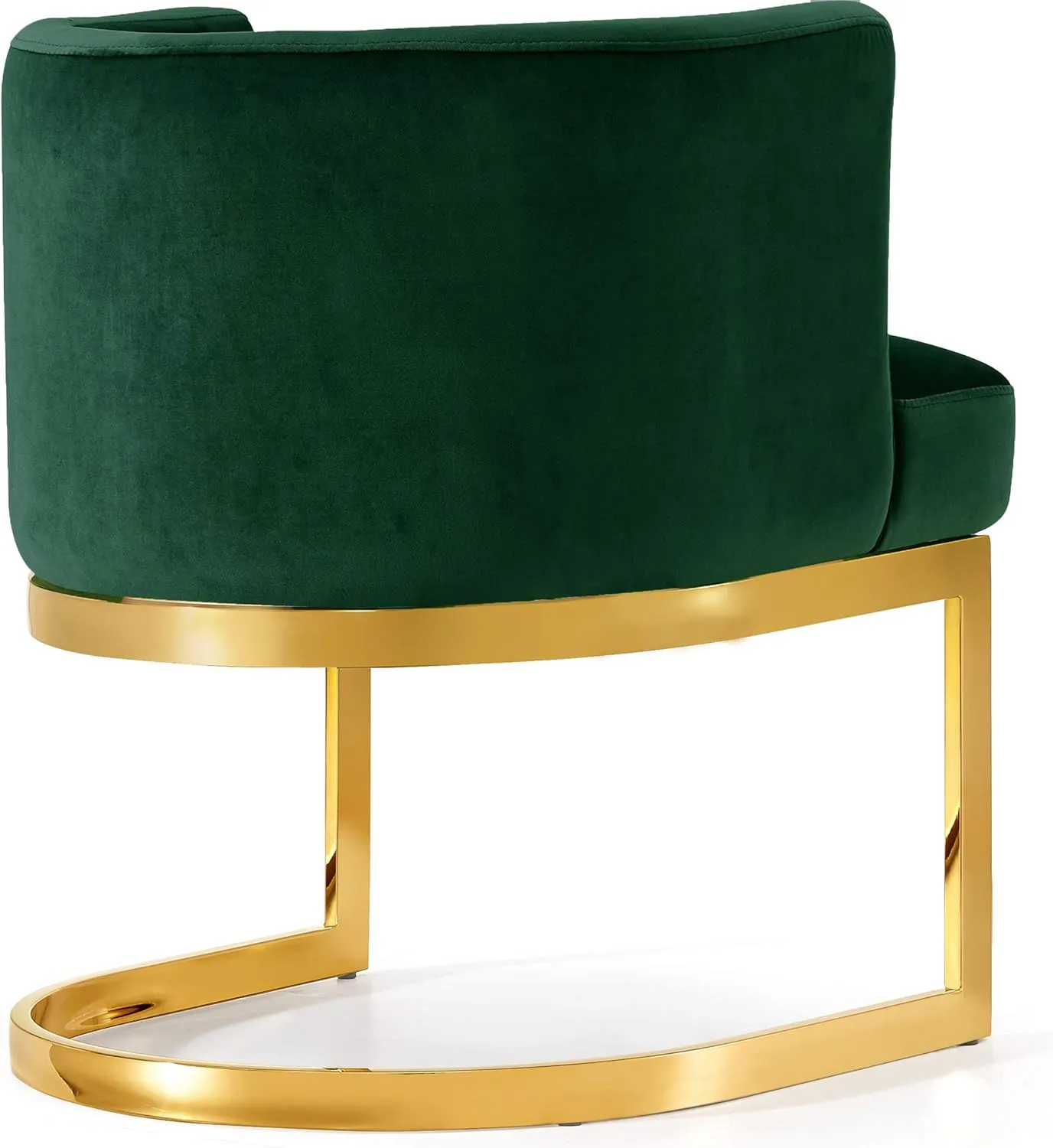 Meridian Furniture Gianna Collection Modern | Contemporary Velvet Upholstered Dining Chair with Polished Gold Metal Frame, 24" W x 22" D x 29.5" H, Green