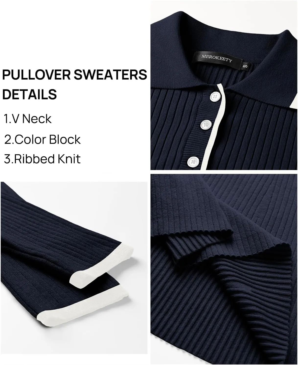 MEROKEETY Women's Long Sleeve V Neck Sweater Dress Button Ribbed Knit Slim Fit Elegant Maxi Dresses