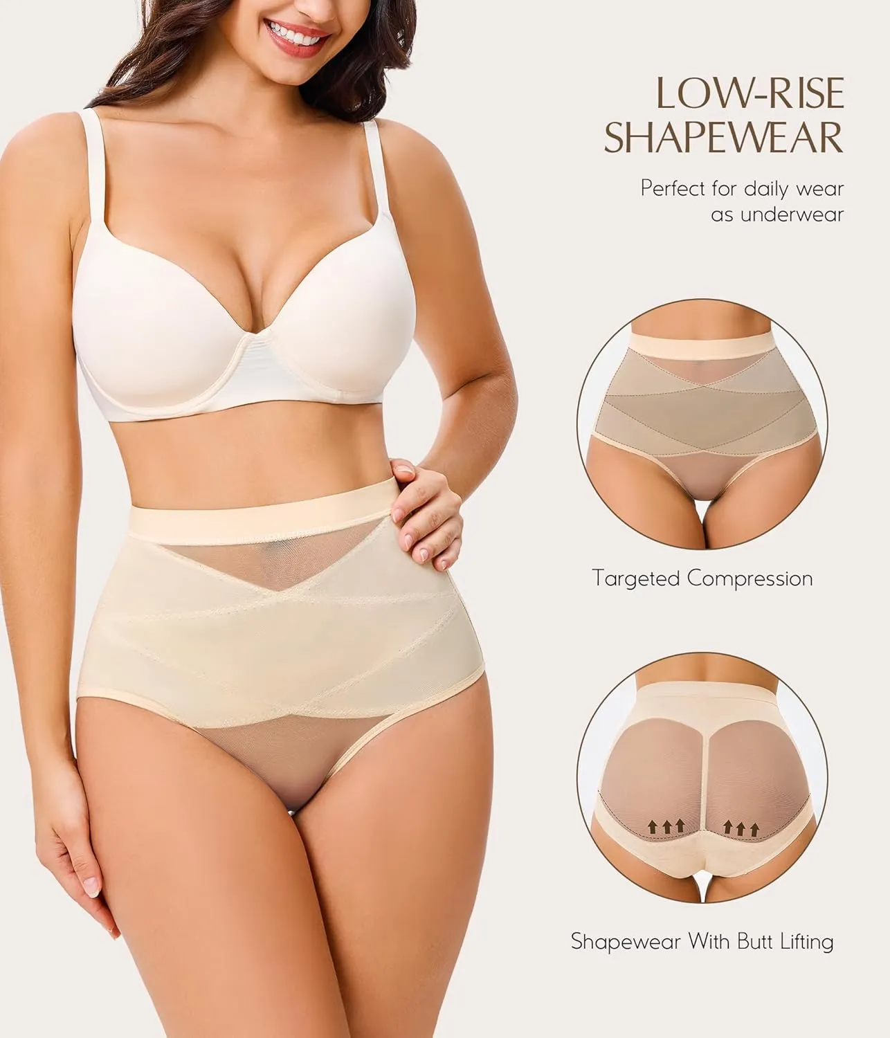 MERYOSZ Mesh Tummy Control Shapewear Panties - Seamless Underwear Shapewear for Women Faja Body Shaper Girdle