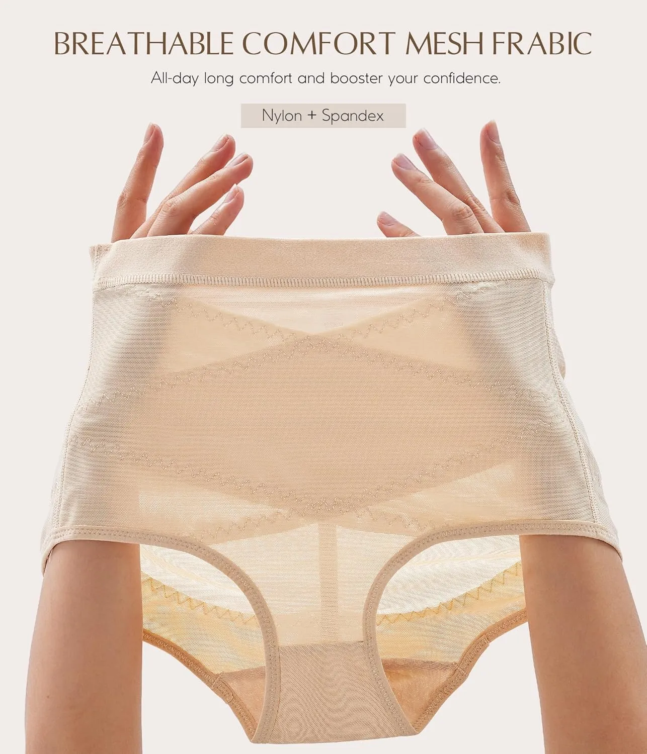 MERYOSZ Mesh Tummy Control Shapewear Panties - Seamless Underwear Shapewear for Women Faja Body Shaper Girdle