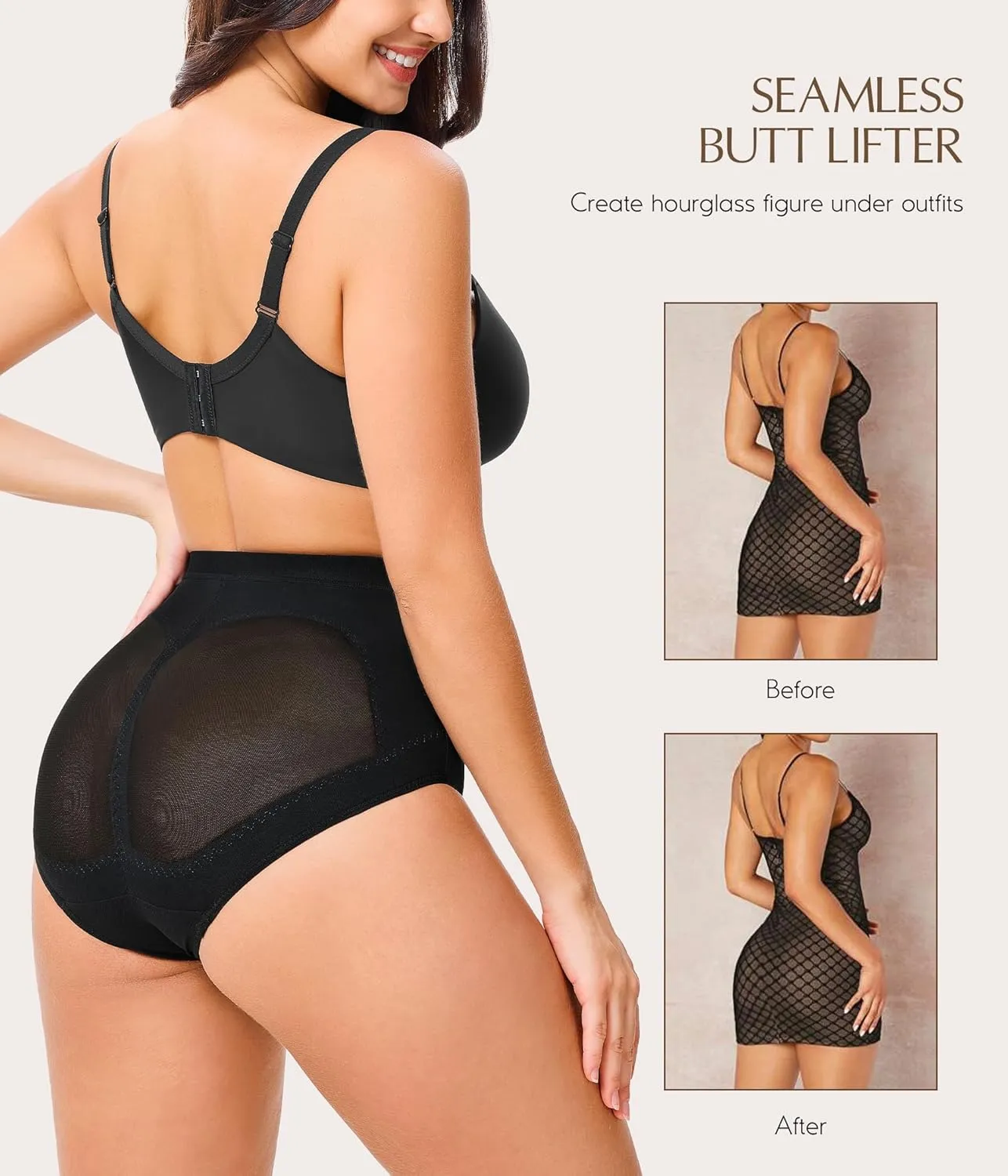 MERYOSZ Mesh Tummy Control Shapewear Panties - Seamless Underwear Shapewear for Women Faja Body Shaper Girdle