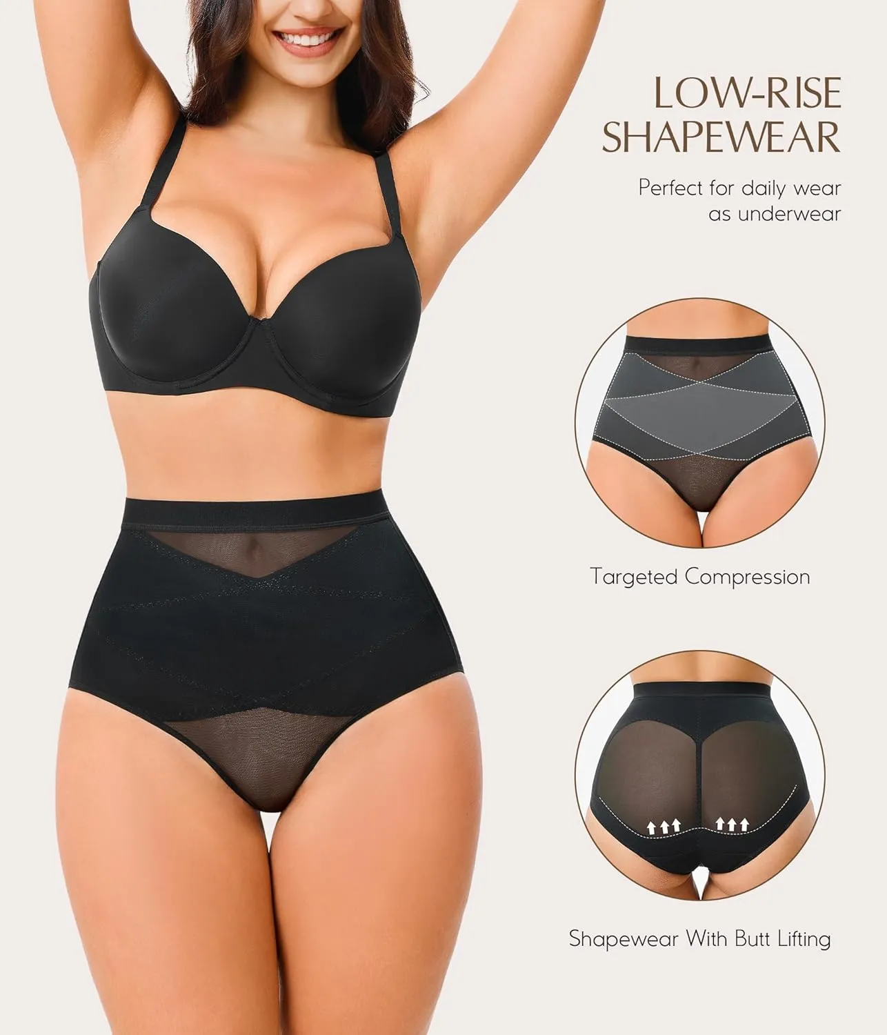 MERYOSZ Mesh Tummy Control Shapewear Panties - Seamless Underwear Shapewear for Women Faja Body Shaper Girdle