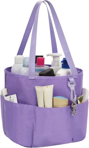 Mesh Shower Caddy Portable, Travel Toiletry Bag for Women Men, Large Capacity Shower Bag Quick Dry Bathroom Bag for Dorm, Gym, Bathroom, Camping, Beach, Swimming, Traveling, Purple