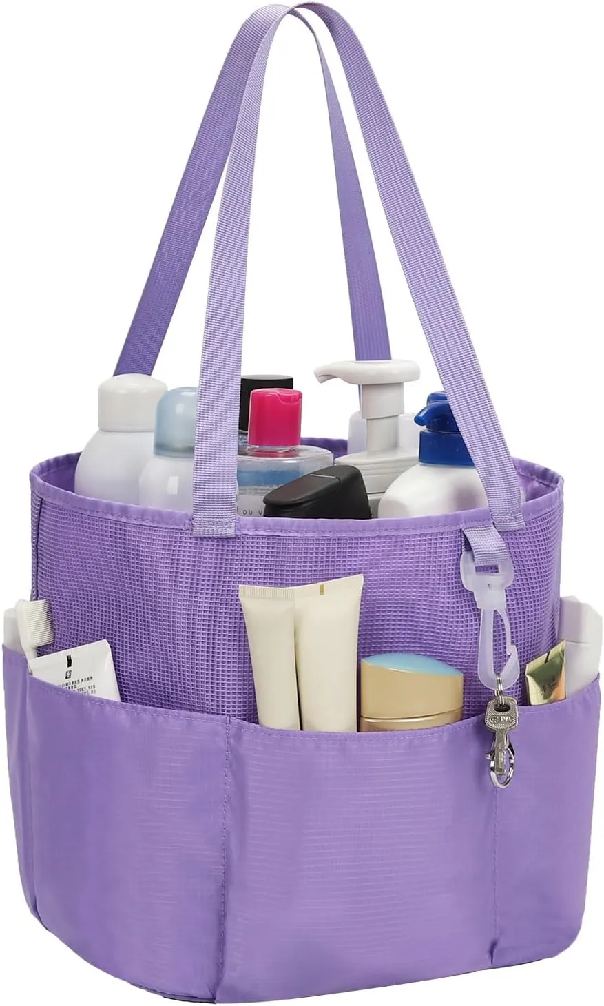 Mesh Shower Caddy Portable, Travel Toiletry Bag for Women Men, Large Capacity Shower Bag Quick Dry Bathroom Bag for Dorm, Gym, Bathroom, Camping, Beach, Swimming, Traveling, Purple
