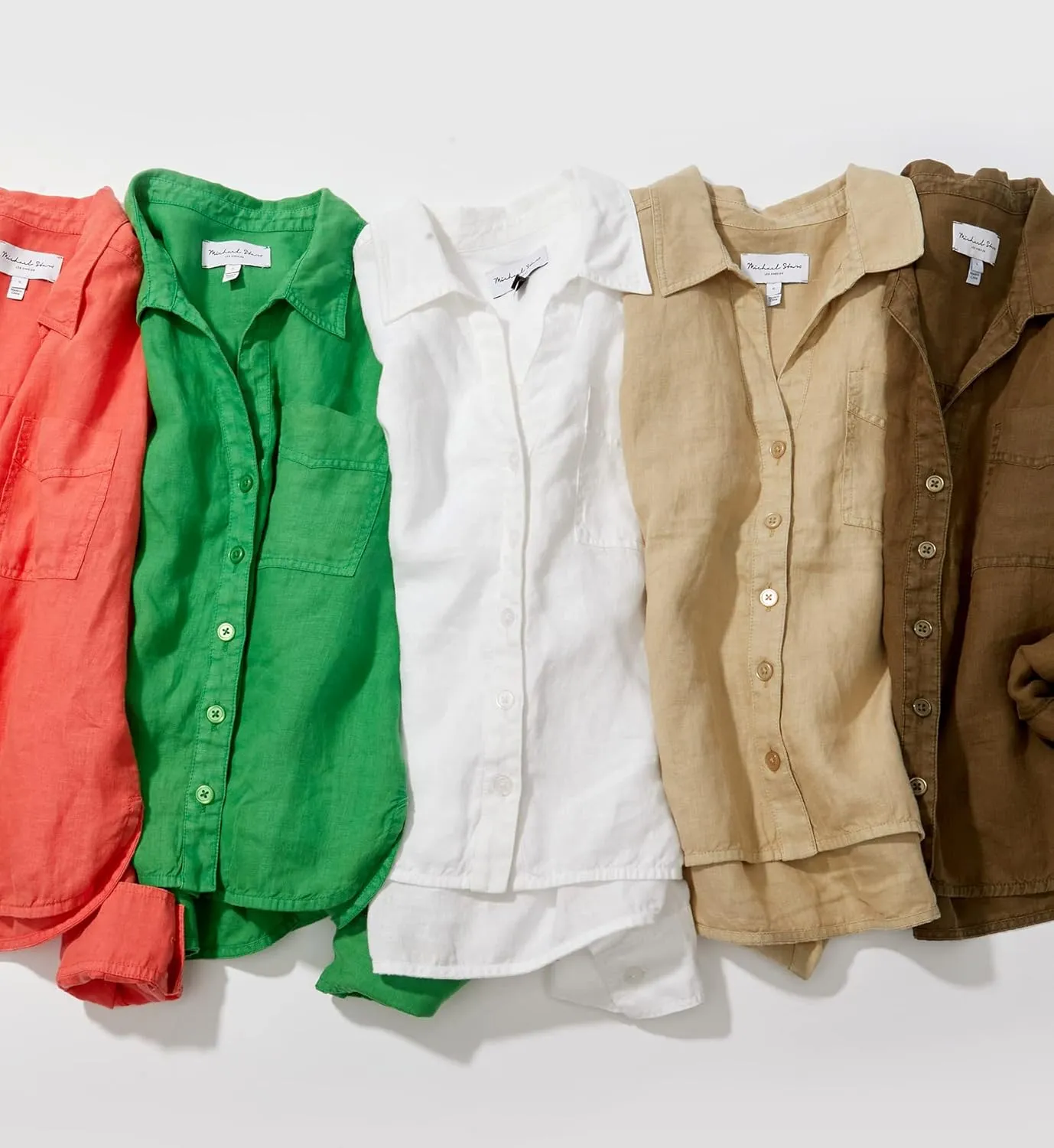 Michael Stars Women's Gracie Casual Linen Top - Relaxed, Long Sleeve
