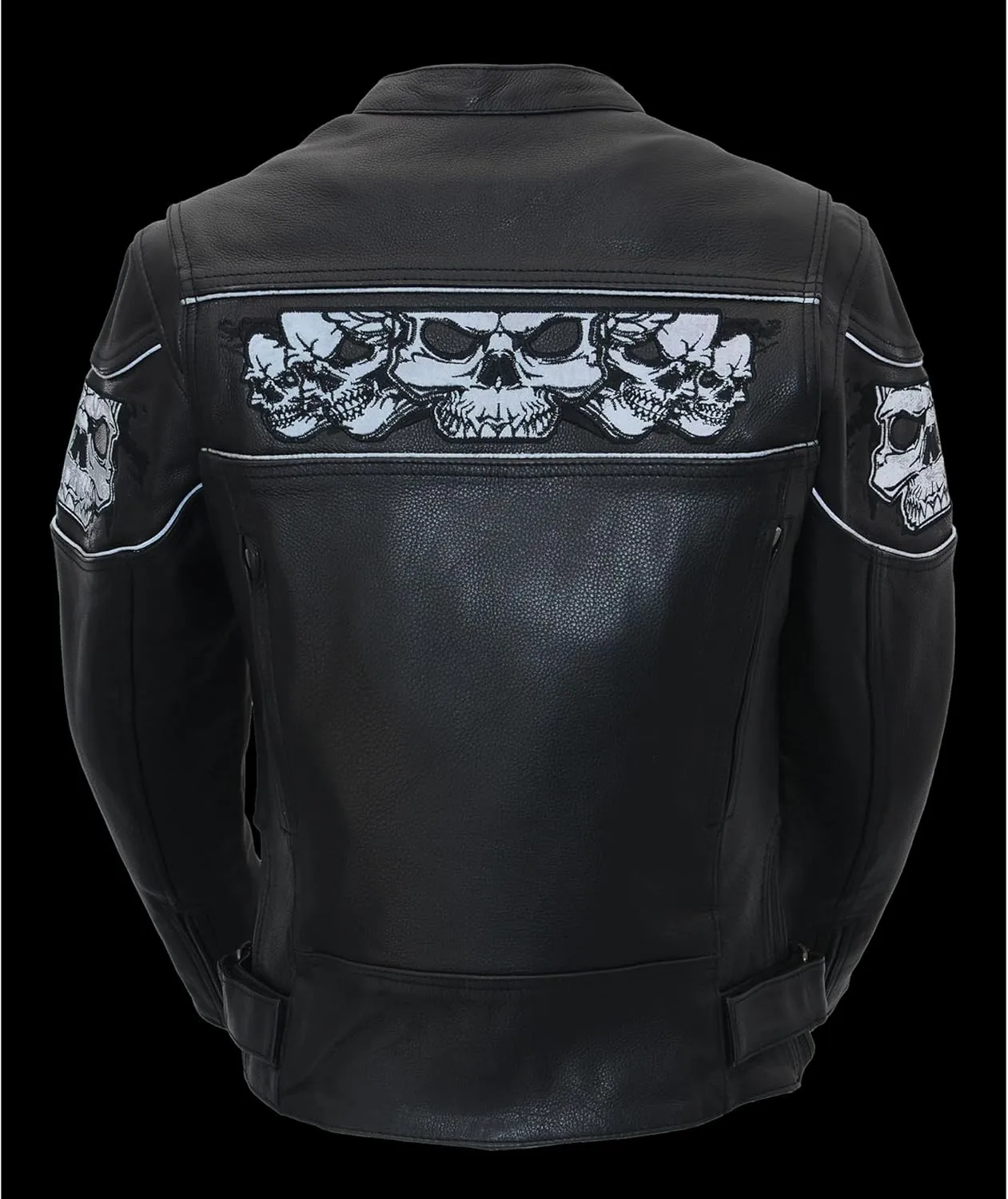 Milwaukee Leather Ladies Reflective Skulls Soft Naked Cowhide Leather Motorcycle Jacket MLL2540