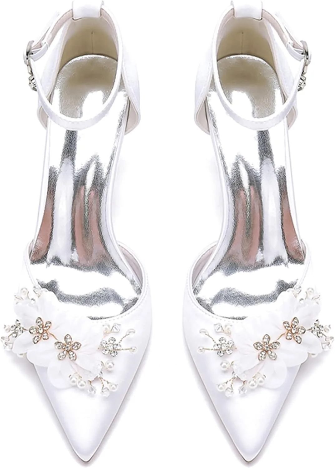 Minishion Party Wear Shoes for Women Low Heel Bridal Wedding Pumps with Flower MS315