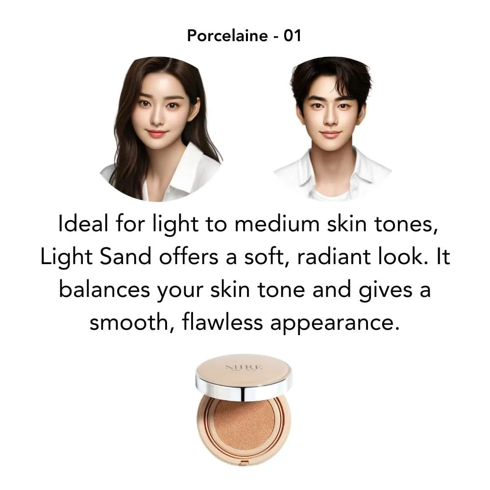 MIRECOSMETICS Velvet Finish All in 1 Cushion Foundation │Long Lasting, Full Coverage for All Skin Types (0.67oz) (02 Beige)