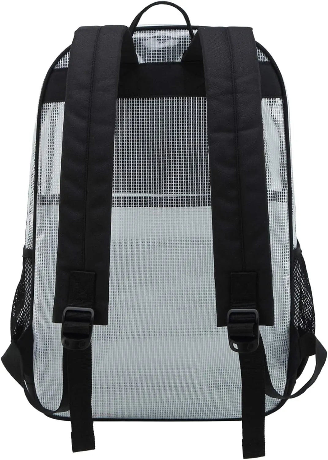 MIRLEWAIY Heavy Duty Mesh Backpack See Through Bag Stadium Approved Schoolbag with Laptop Compartment, Black