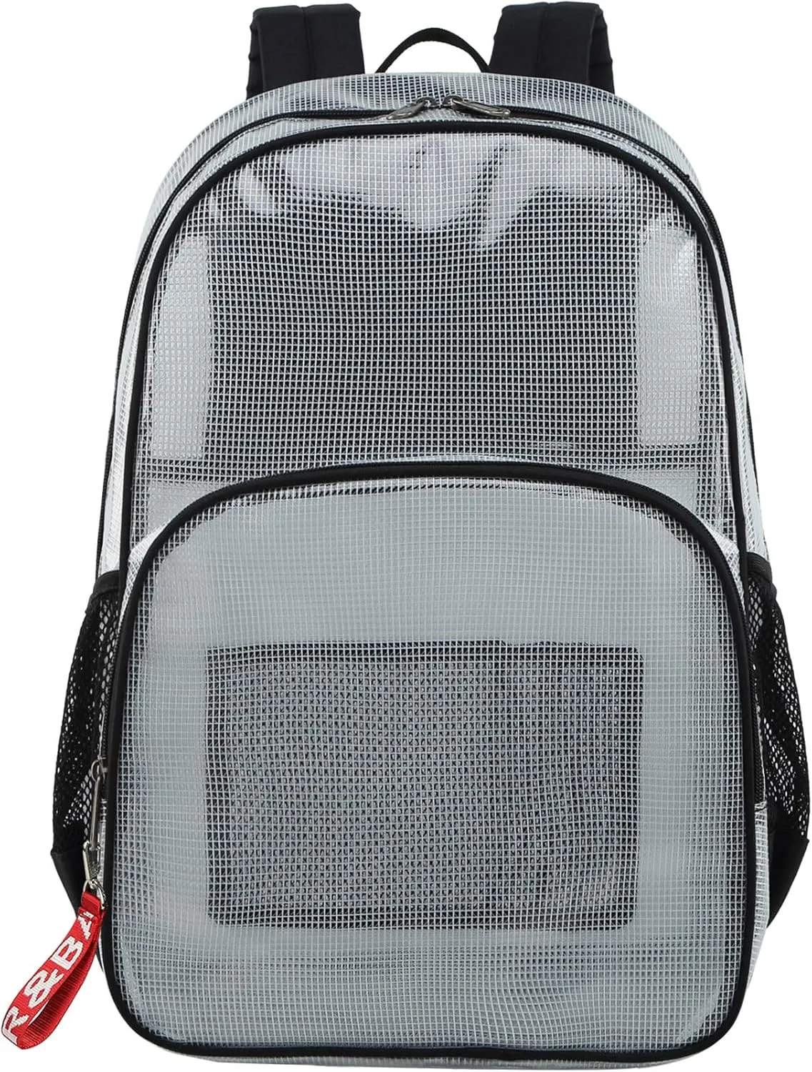 MIRLEWAIY Heavy Duty Mesh Backpack See Through Bag Stadium Approved Schoolbag with Laptop Compartment, Black