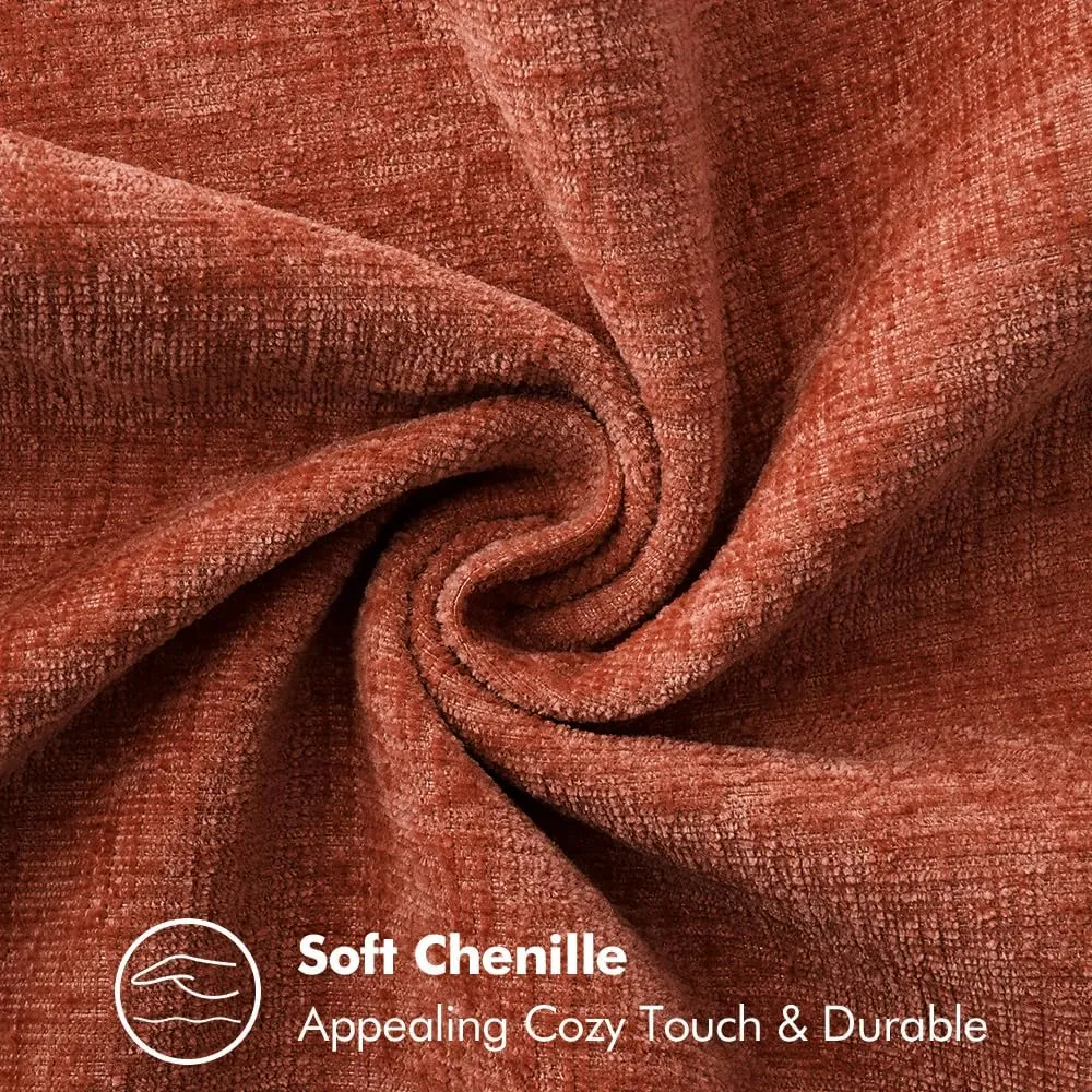 MIULEE Pack of 2 Couch Throw Pillow Covers 16x16 Inch Burnt Orange Farmhouse Decorative Pillow Covers with Stitched Edge Soft Chenille Solid Dyed Fall Pillow Covers for Sofa Bed Living Room