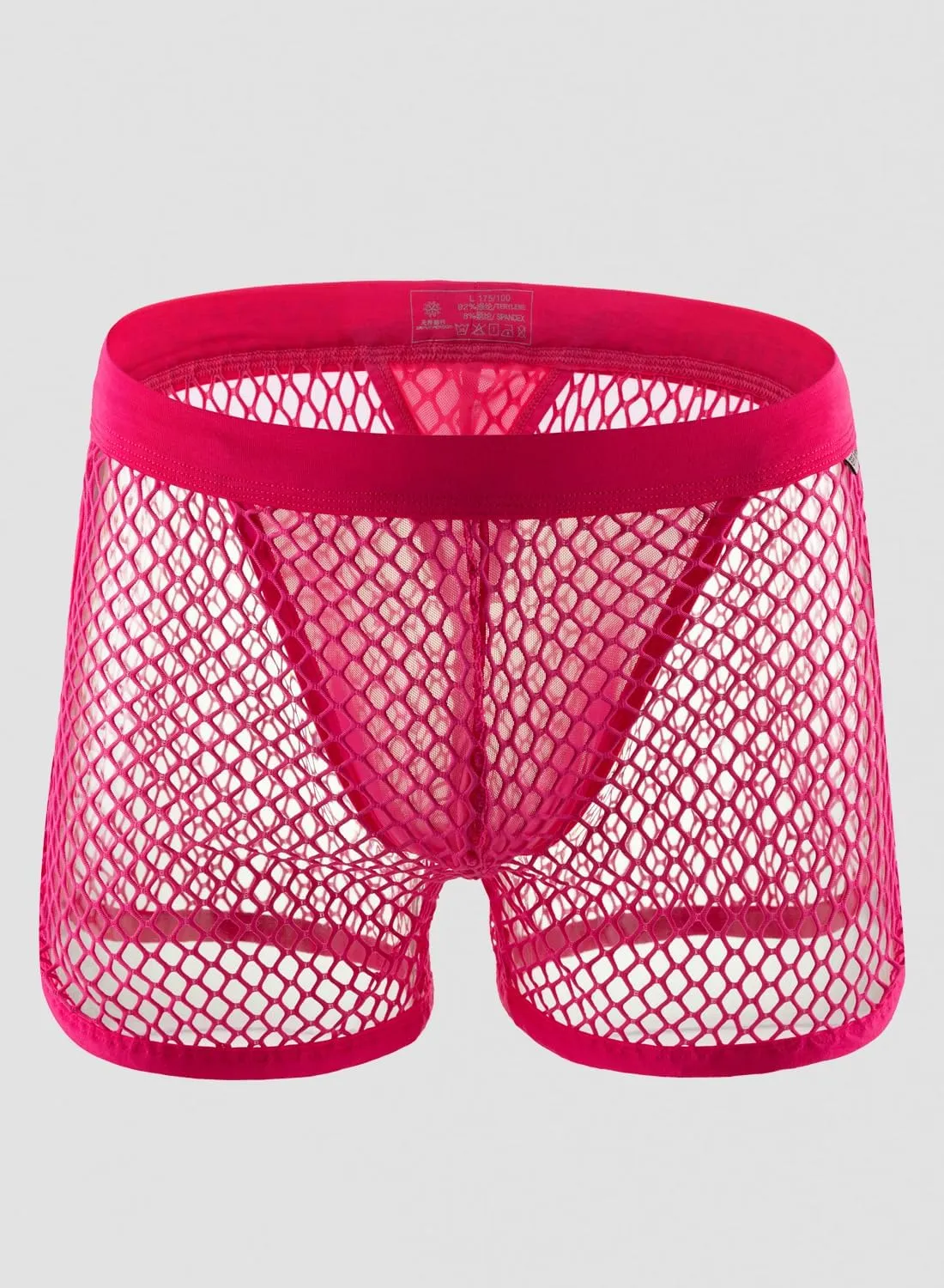 MIZOK Men's Sexy Sheer Fishnet Boxer Briefs Mesh See Through Pouch Boxer Underwear