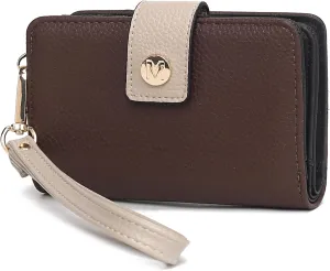 MKF Collection Wallet Wristlet for Women, Multi Compartment Color Block Wristlet Strap Purse By Mia K