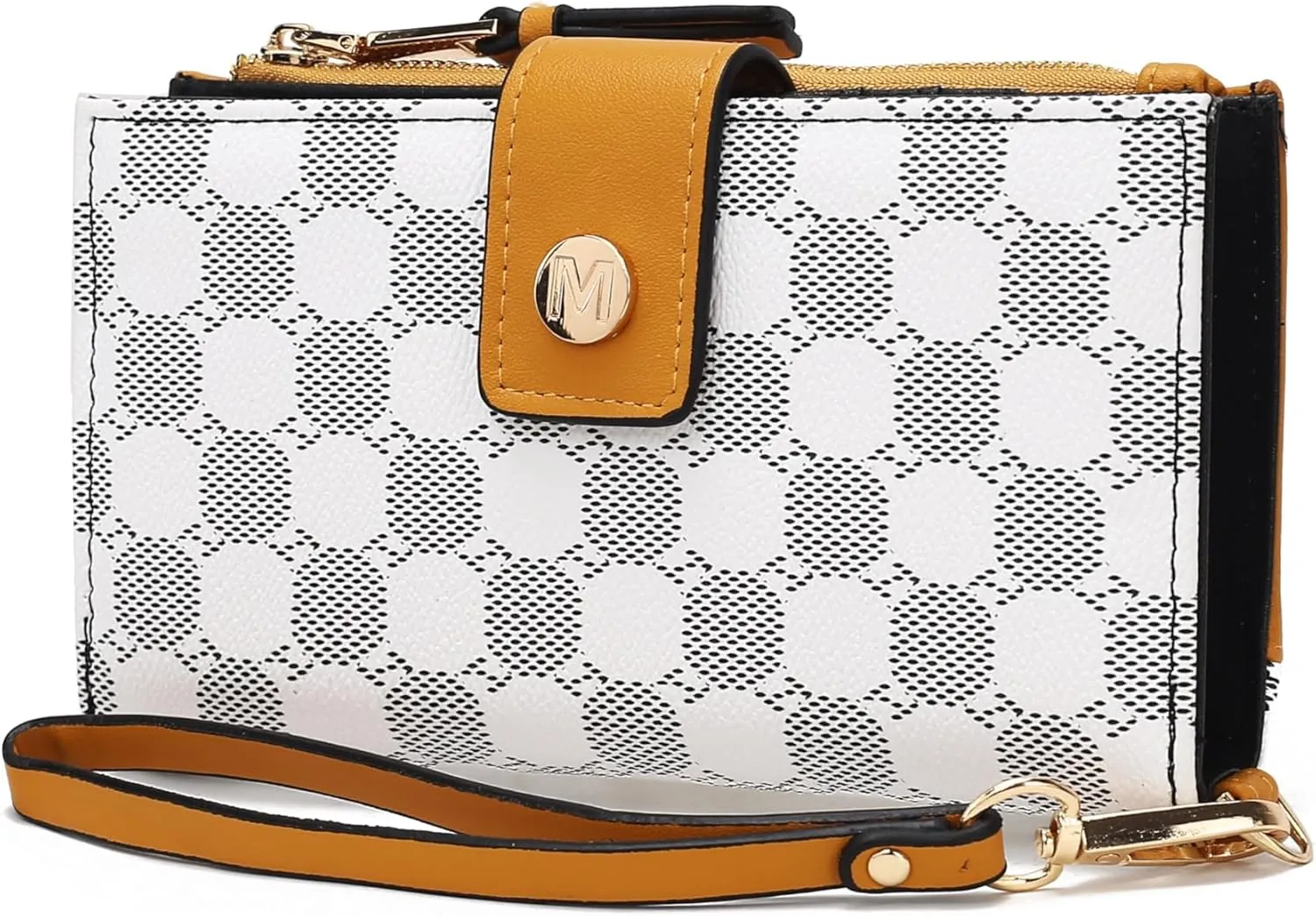 MKF Collection Wristlet Wallet for Women, Multi Compartment Circular Print Vegan Leather Wristlet Strap Purse By Mia K