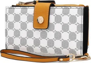 MKF Collection Wristlet Wallet for Women, Multi Compartment Circular Print Vegan Leather Wristlet Strap Purse By Mia K
