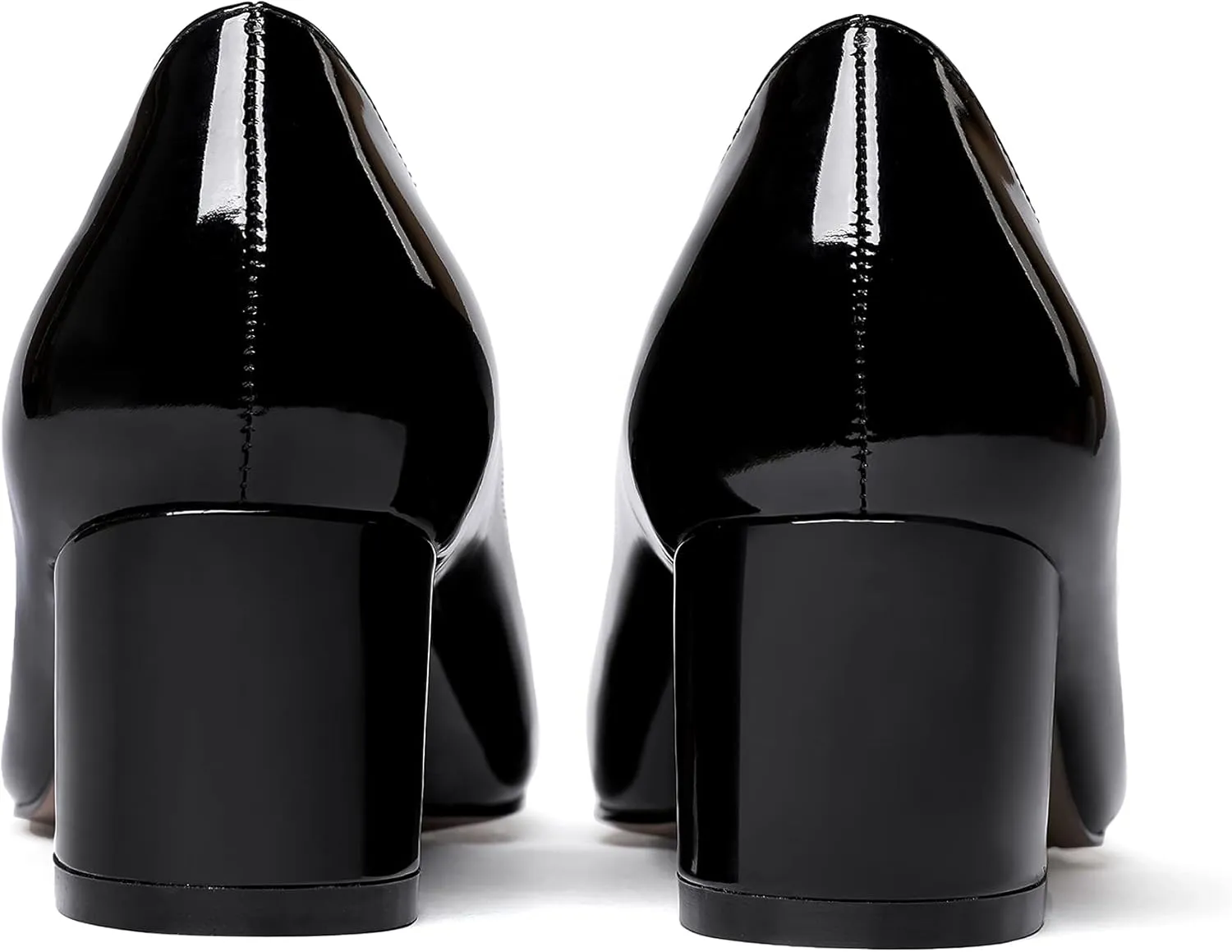 MODENCOCO Women's Patent Leather Round Toe Solid Slip On Chunky Low Heel Pumps Wedding Evening Dress Shoes 2 Inch
