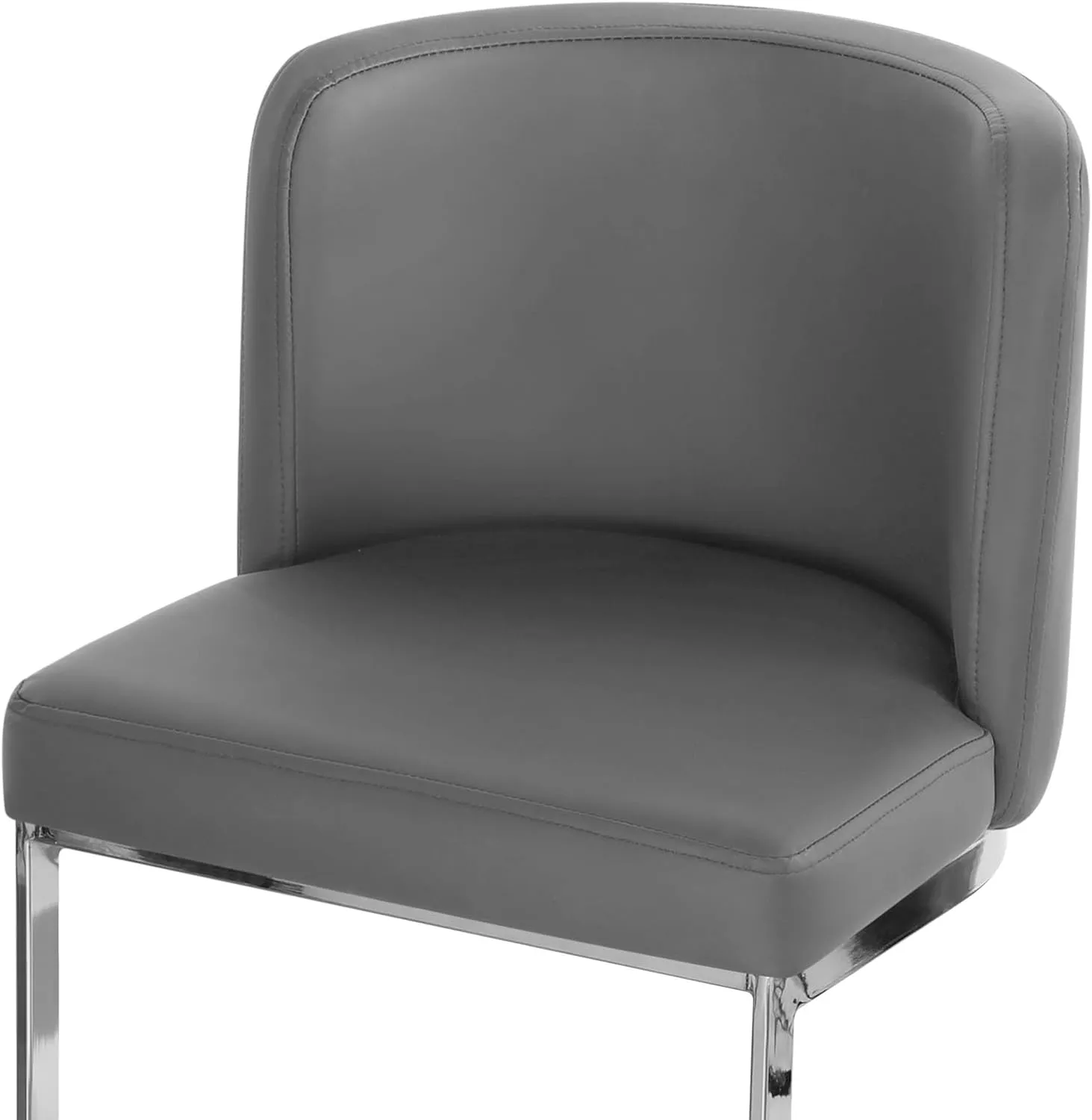 Modern 26" Counter Height Bar Stools with Back and C-Shaped Metal Frame, Upholstered Faux Leather Island Stools for Kitchen Counter, Home Bar, Pub, Grey